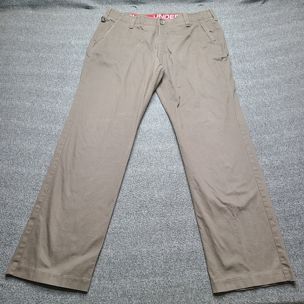 Under Armour Mens Performance Chino Pants Brown 40x34 Straight Leg Stretch 3081